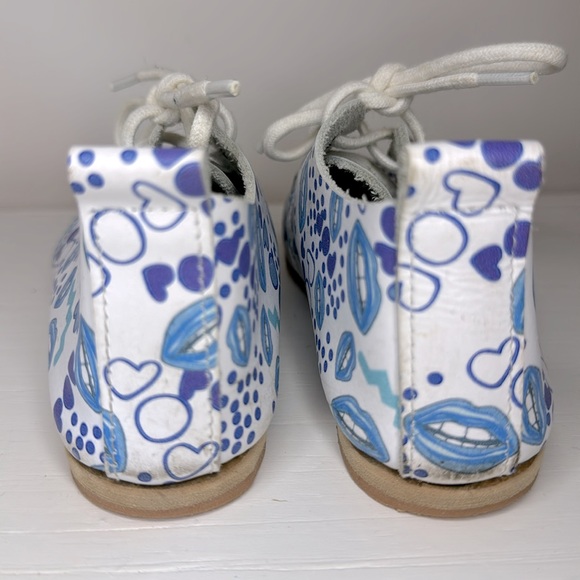 Lili Collection Girl Leather Shoes in White Light Blue Design S 9/8 - Picture 5 of 7